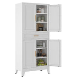 XIOMIOHTRQ Metal Storage Cabinet, 71” Tall Kitchen Pantry Cabinets, Steel File Cabinet with 4 Doors & Adjustable Shelves and Drawer for Kitchen, Dining Room, Living Room, Bathroom XIOMIOHTRQ