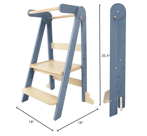 Nordi Foldable Toddler Kitchen Tower, Kitchen Stool Helper, Standing Tower with 3 Adjustable Heights, Suitable Age for 1.5-6 Years, Montessori Kitchen Stools HARPPA