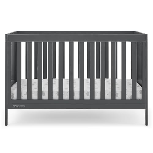 Delta Children Hayes 4-in-1 Convertible Crib - Greenguard Gold Certified, Charcoal Grey