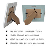 Buecasa Rustic 5x7 Inches Wooden Picture Frame Pack of 2 Vintage Cyan and White in Gift Box - Distressed Wood High Definition Glass Photo Frame Outside 7.9x9.9 Inches - 2 Way Display Tabletop or Wall Buecasa
