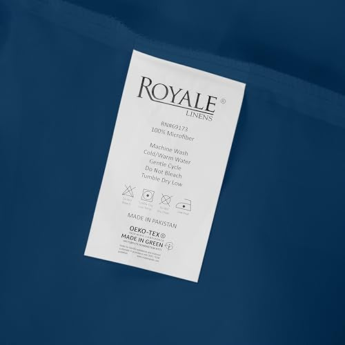 Royale Linens Fitted Sheet Queen - Ultra Soft 1800 Brushed Microfiber - Hotel Luxury Bottom Sheets - Wrinkle Free & Fade Resistant - Deep Pocket Fitted Sheet Only (Queen, Navy) ROYALE LINENS