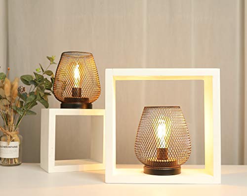 JHY DESIGN Set of 2 Metal Cage LED Lantern Battery Powered Cordless Accent Light with LED Great for Weddings Parties Patio Events for Indoors Outdoors JHY DESIGN