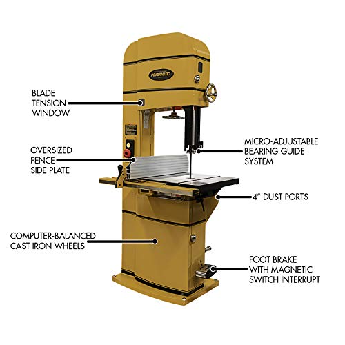 Powermatic 18-Inch Woodworking Bandsaw, 5 HP, 1Ph 230V (PM1800B) - WoodArtSupply