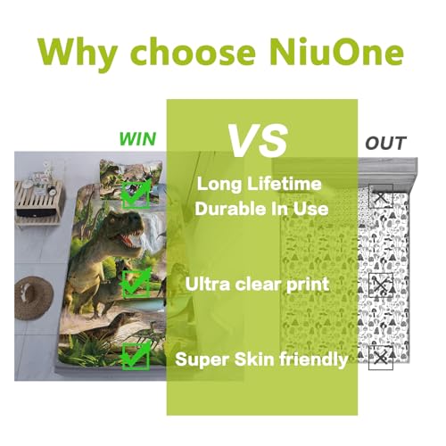 NiuOne Dinosaurs Bed Sheets Twin for Boys,3D Realistic Dinosaur Green Fitted Sheets Set Ancient Jungle Dinosaur Bed Sheet Kids Soft Microfiber Bedding Sheets Set,Twin Size(2pc) NiuOne