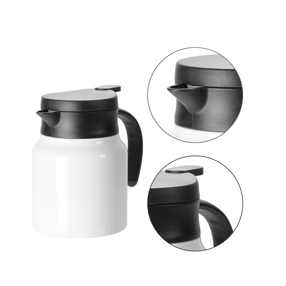 PYD Life Thermal Carafe Sublimation Blanks Coffee Pot 32 OZ White Large 1 Liter Stainless Steel Double Wall Vacuum Insulated Flask for Sublimation Oven Print 2 Pack