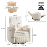 Power Recliner,Nursery Swivel Glider Rocking Chair with USB Port,Upholstered Adult Electric Recliner Rocking Chair with 2 Pillows for Living Room Bedroom (Beige Corduroy, Power-Driven)