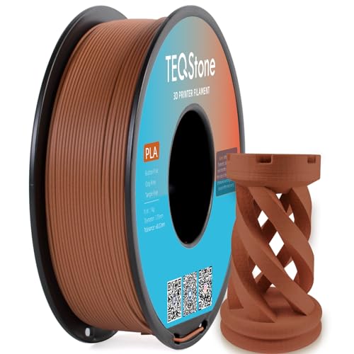 TEQStone Wood PLA Filament 1.75mm Brown 1KG, 15% Real Wood Fiber Infused, Perfectly Wound Consistent Diameter +/-0.03mm 3D Printer Filament Vacuum Packaging (Rosewood Color Tone) TEQStone