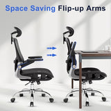 marrap Ergonomic Office Chair, Mesh Seat Cushion with 3D Armrests and 3D Headrest, Adjustable Lumbar Support with 90-120° Rocking Function, SGS Class 4 Gas Clylinder, Black marrap