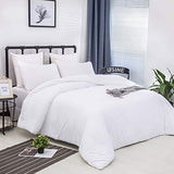 CLOTHKNOW White Full Size Comforter Sets 3Pcs White Bedding Comforter Sets Soft Men Women Comforter with 2 x Pillow Cases CLOTHKNOW