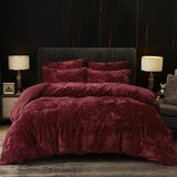 PHF Truly Velvet Duvet Cover Set King Size, 3pcs Ultra Soft Breathable Comforter Cover Set, Luxury Cozy Flannel Duvet Cover with Pillow Shams Bedding Collection, 104" x 90", Wine Red PHF