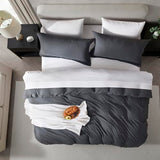 Hearth & Harbor Full Duvet Cover Set - Full Soft Prewashed Dark Grey Duvet Cover, 3 Piece Set with Zipper Closure, 1 Duvet Cover 80x90 inches and 2 Pillow Shams Hearth & Harbor