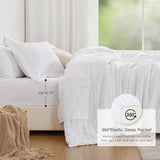 Love's cabin Seersucker White Twin Comforter Set, 5-Piece All Season Lightweight Bed in a Bag Bedding Set with Comforter, Flat Sheet, Fitted Sheet, Pillowcase and Sham Love's cabin