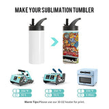 PYD Life Sublimation Sports Kids Water Bottle Blanks 16 OZ White Stainless Steel Bottles Vacuum Flask Tumbler with Sippy Up Lid and Straw for Tumbler Heat Press Sublimation Printing 4 Pack PYD Life