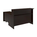 Bush Business Furniture Arrive 60W x 72D L Shaped Reception Desk with Shelf and Mobile File Cabinet in Mocha Cherry Bush Furniture