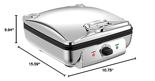 All-Clad Stainless Steel Waffle Maker 4 Section, Thick Belgium Waffle Makers, Upright Storage 1600 Watts, Nonstick, 6 Browning Levels, Dishwasher Safe All-Clad