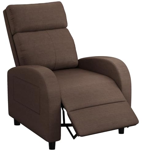 Homall Recliner Chair, Recliner Sofa for Adults, Recliners Home Theater Seating with Lumbar Support, Reclining Sofa Chair for Living Room (Fabric, Brown)