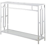 Convenience Concepts Town Square Chrome Console Table 42" - Contemporary Modern Sofa Table with Storage Shelf, Narrow Entryway Hall Table for Living Room, Bedroom, Bathroom, Glass/Chrome Convenience Concepts