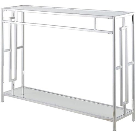 Convenience Concepts Town Square Chrome Console Table 42" - Contemporary Modern Sofa Table with Storage Shelf, Narrow Entryway Hall Table for Living Room, Bedroom, Bathroom, Glass/Chrome Convenience Concepts