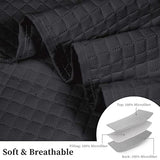 HollyHOME Luxury Checkered Super Soft Solid Single Pinsonic Bed Quilt Bedspread Bed Cover, Black, Twin HollyHOME