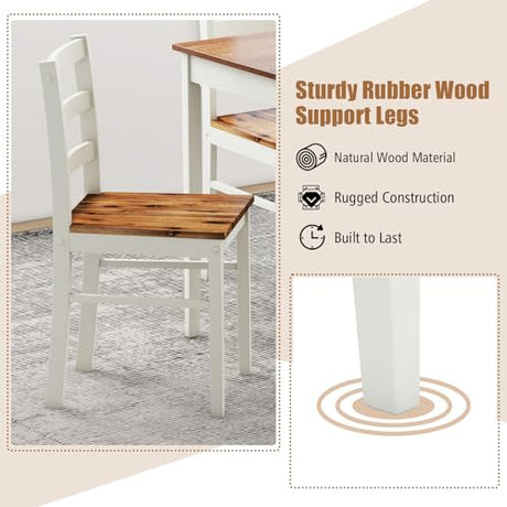 Tangkula 5-Piece Dining Table Set for 4, Solid Wood, Farmhouse Dinette Set w/Rubber Wood Legs, Modern Kitchen Table and Chair Set for Kitchen, Dining Tangkula