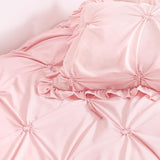 Wowelife Twin Comforter Set for Girls, Boho Pintuck Bedding Comforter Sets, 4 Pieces Ruffles Jacquard Embroidery Twin Bedding Sets with Comforter, Fitted Sheet, Flat Sheet and Pillowcase, Pink Wowelife