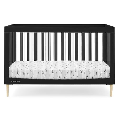 Delta Children Austin Acrylic 4-in-1 Convertible Baby Crib - Greenguard Gold Certified, Midnight Grey/Natural - WoodArtSupply