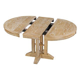 JIJIWANG Round Extendable Dining Table with 16” Leaf,Farmhouse Oval Kitchen Table with Solid Wood Frame for 4-6(Natural Wood Wash) JIJIWANG