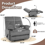 Chizzyseat Manual Oversized Recliner Chair for Heavy Duty Adults 400lbs Extra Wide Recliner with Phone Holder Big Man Recliners for Living Room Bedroom Nursery RV Dark Grey