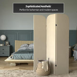Red Lantern 6 ft. Modern Arch Velvet Room Divider Cream 3 Panel Red Lantern