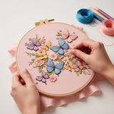 Embroidery Kit for Beginners & Adults Starter Kit, Cross Stitch Kits,DIY Hand Embroidery Needlepoint Set with Hoop, Pre-Printed Fabric, Threads and Instructions (Butterfly)