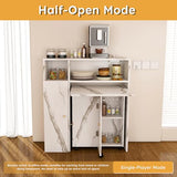 Montary Multifunctional Folding Dining Table with Wall-Mounted Sideboard & Storage for Small Apartments, Movable Kitchen End Table Extendable Dining Table Set for 2-6 People, White Montary