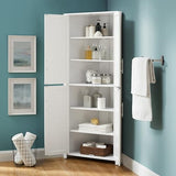 Crosley Furniture Savannah Traditional Corner Pantry Storage Cabinet with Shelves, Kitchen, Dining, Laundry, White Crosley Furniture