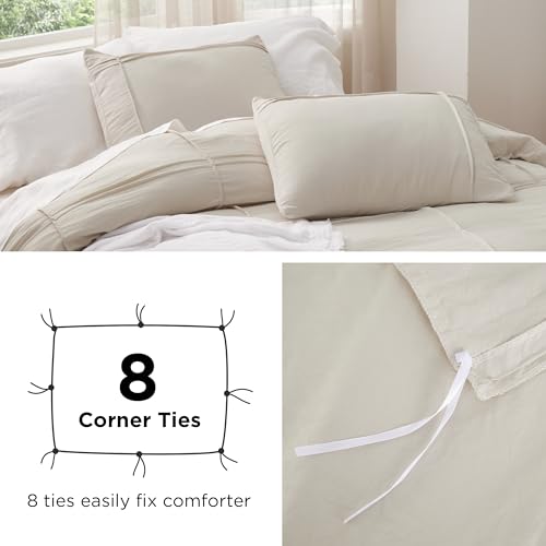 Bedsure Grid Boho Duvet Cover Twin Size - Shabby Chic Tufted Boho Bedding Set, 2 Pieces Shabby Chic Home Bedding for All Seasons, Includes 1 Twin Duvet Cover & 1 Pillowcase (White, 68" x 90") Bedsure