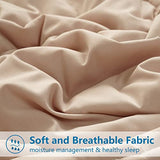 EASELAND Twin Size Down Alternative Comforter - Quilted Duvet Insert for All Seasons, Soft Lightweight with Corner Tabs, Summer Winter Warm Bedding, Beige 64×88 Inches EASELAND