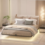 Samhapyrom King Floating Bed Frame with LED Lights, Heavy Duty Metal Platform Bed with Anti-Slip Mattress Holder, Easy Assembly, No Box Spring Needed, Noise Free for Bedroom Samhapyrom