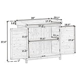 FAVSH 39" Outdoor Wooden Storage Cabinet with Metal Tabletop, Potting Bench with 2-Tier Shelves and Side Hook, Outdoor Cabinet for Garden Patio Backyard Lawn, Grey FAVSH