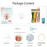 Zhenqing Love Heart Bouquet Embroidery Kit for Beginners, Pre-Printed 29x29cm Cotton Fabric with 20cm Hoop, Sweet Floral Design with Bow and Daisies (C0237)