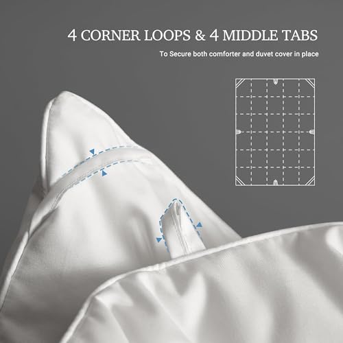 Hotel Grand Luxury White Goose Feather Down Fiber Comforter Twin Size, 100% Cotton All Season Duvet Insert Twin, Medium Warmth Bedding Comforter with 8 Corner Loops, White 68x90 Inch Hotel Grand