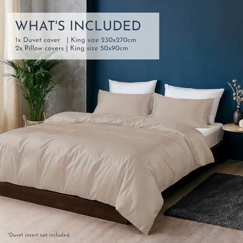 Linenwalas Duvet Cover Set King Size - Viscose Derived from Bamboo Soft, Breathable, Light Weight, Cooling Comforter Cover with Zipper Closure and Corner Ties (King, Taupe) Linenwalas