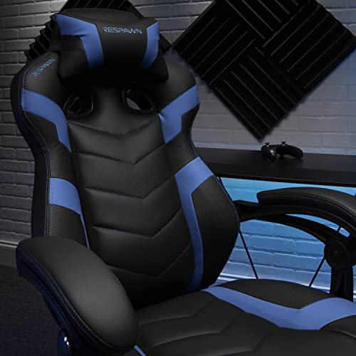 RESPAWN 110 Ergonomic Gaming Chair with Footrest Recliner - Racing Style High Back PC Computer Desk Office Chair - 360 Swivel, Adjustable Lumbar Support, Headrest Pillow, Padded Armrests - 2021 Blue RESPAWN