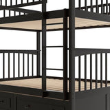 Ball & Cast Full Over Full Bunk Bed with 2 Storage Drawers and Ladder,Wood Bunk Bed Frame w/Guardrails,Space-Saving,Slat Support,No Box Spring Needed,Convertible Beds for Apartment,Bedroom,Espresso Ball & Cast