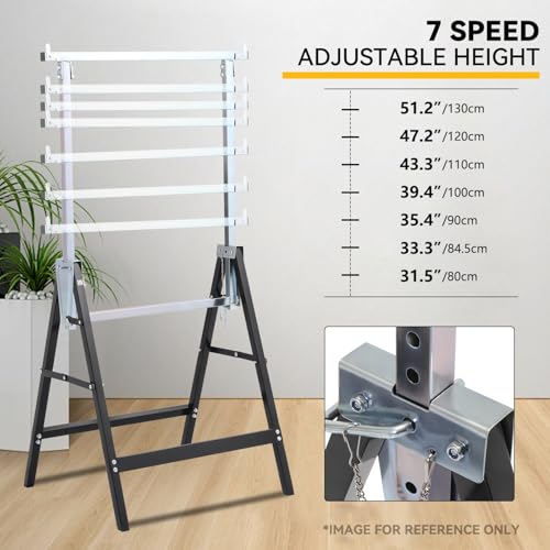 Auto Dynasty 2 Pack Saw Stand Sawhorse with Adjustable 7-Level Quick-Build Foldable Heavy Duty Miter Saw Horse Stand Max Capacity 440lbs, Black/Chrome - WoodArtSupply