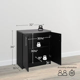 Prepac Elite 32" Black Storage Cabinet with Adjustable Shelf Prepac