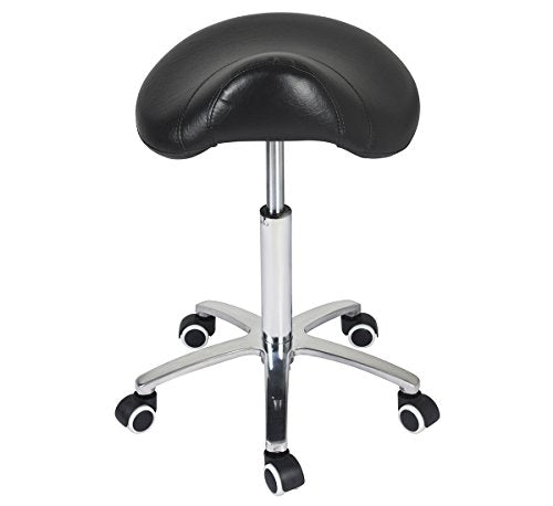 Antlu Saddle Stool Rolling Chair for Medical Massage Salon Kitchen Spa Drafting,Adjustable Hydraulic Stool with Wheels (Without Backrest, Black) Antlu