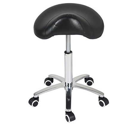 Antlu Saddle Stool Rolling Chair for Medical Massage Salon Kitchen Spa Drafting,Adjustable Hydraulic Stool with Wheels (Without Backrest, Black) Antlu