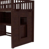 Harper & Bright Designs Twin Size Loft Bed with Stairs, Solid Wood Loft Bed with Movable Desk, Featuring Storage Stairs and Storage Shelf, for Teens Adults (Espresso) Harper & Bright Designs