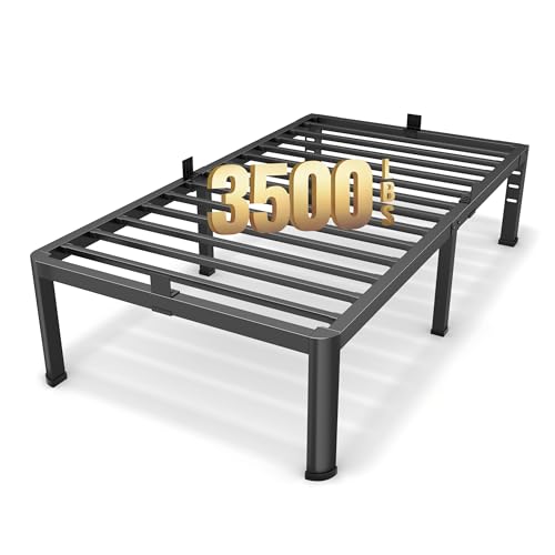 Superay 16 Inch Twin Size Metal Platform Bed Frame with Round Corners, Storage Space Under High Bed Frame-Heavy Duty Steel Slats Support, Noise Free - Easy Assembly - No Box Spring Needed Superay