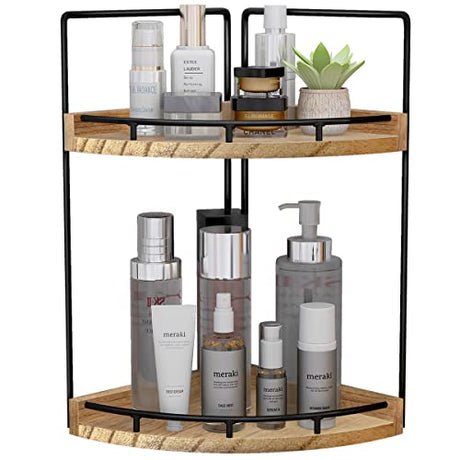 Dorhors Brown 2-Tier Bathroom Counter Organizer and Vanity Shelf Dorhors