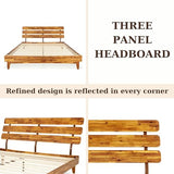 Bme Caden 15 Inch Deluxe Bed Frame with Adjustable Headboard - Mid Century, Retro Style with Acacia Wood - No Box Spring Needed - 12 Strong Wood Slat Support - Easy Assembly - Caramel, King Bme