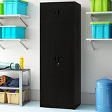 BESFUR Metal Storage Cabinet, 87 Inch Tall Locking Storage Cabinets with Top Cabinet Large Garage Storage Cabinet with Adjustable Shelves and Locking Doors for Office, Utility Room, Black BESFUR